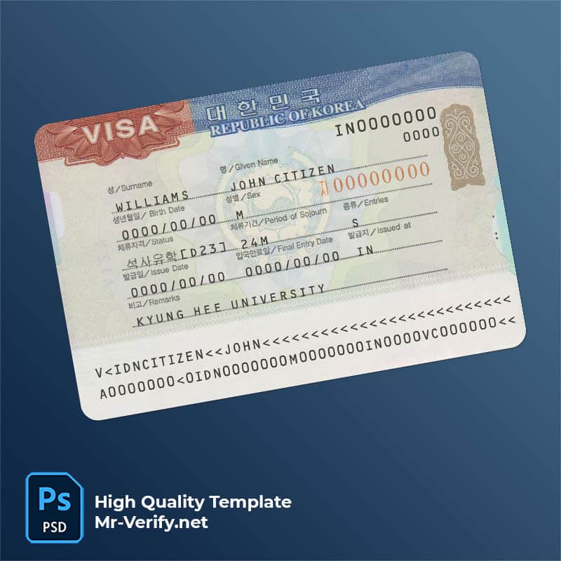 KOREA--travel-visa Korea travel visa PSD template | High Quality