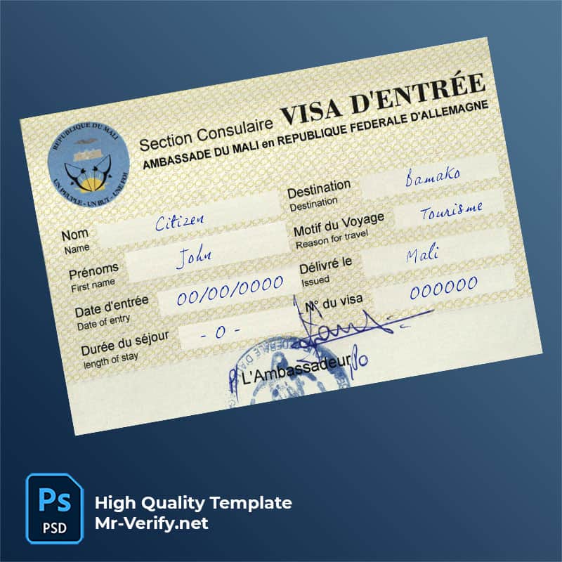 Mali-travel-visa Mali travel visa psd template