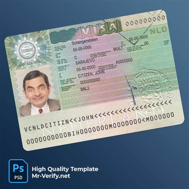 Netherlands-Schengen-visa-template Netherlands Schengen visa psd template