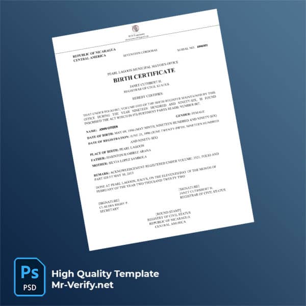 Nicaragua-birth-certificate-word-and-pdf-template Nicaragua birth certificate word and pdf template