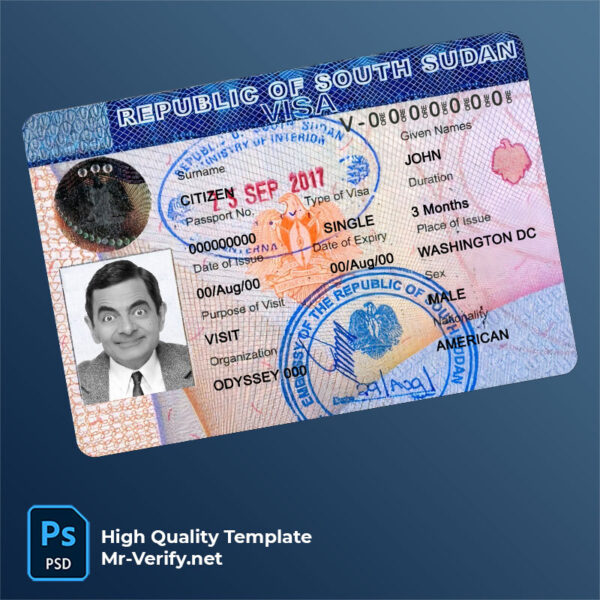 south sudan tourist visa psd template