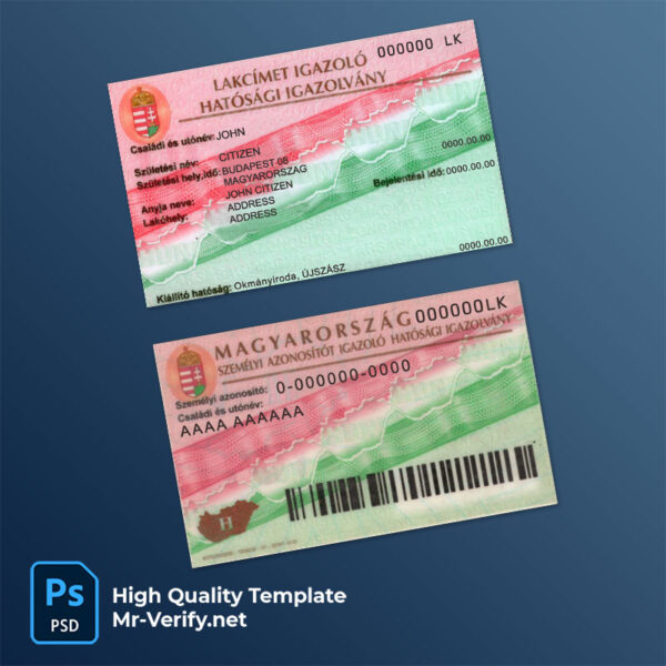 Hungary-certificate-proof-of-residence-template Hungary residence permit card PSD template