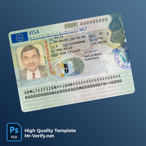 malta travel visa psd template