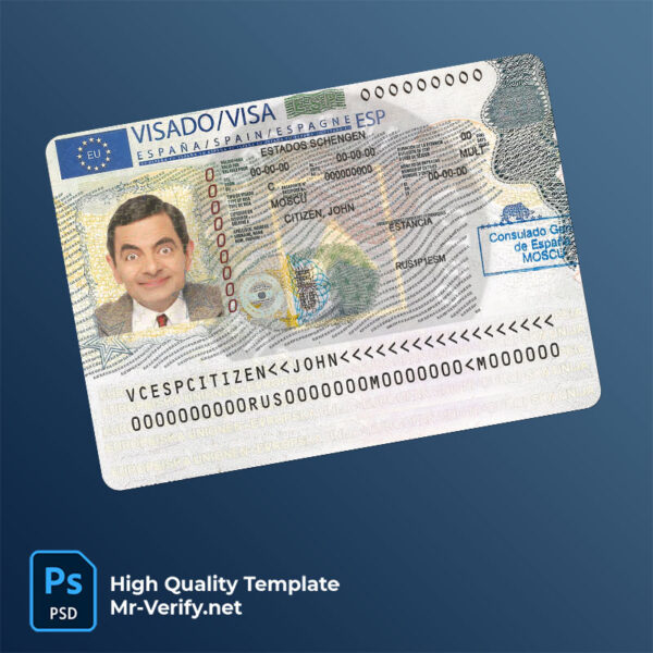 SPAIN travel visa psd template