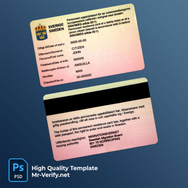 Sweden-permanent-residence-card-psd sweden permanent residence card psd template