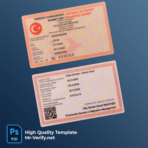 Turkey-residence-permit Turkey residence permit card PSD template