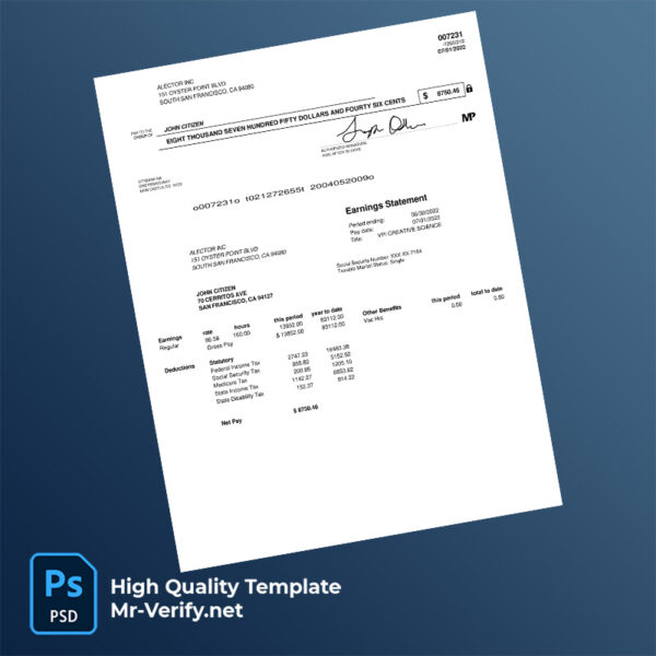 Alector INC earning statement word and pdf template