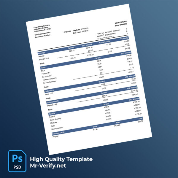 Town Of Guttenberg  earning statement word and pdf template