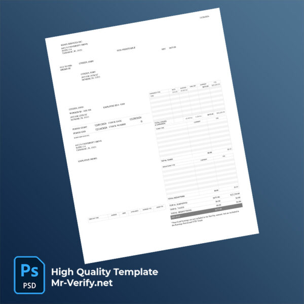 KDM's Services Inc paycheck word and pdf template