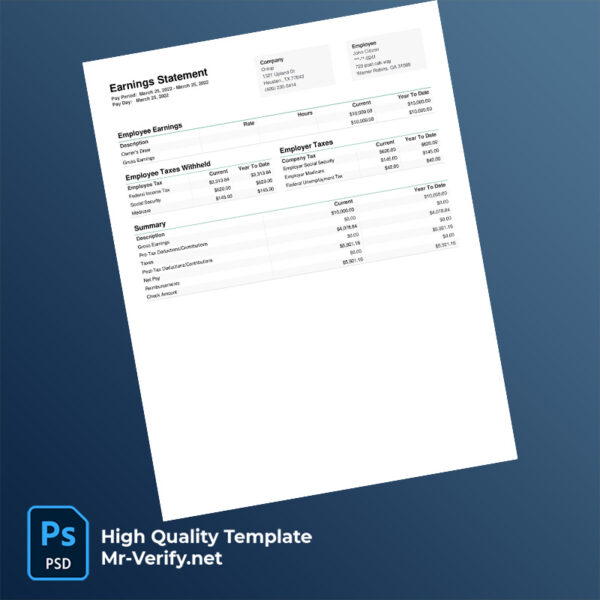 Ontop earning statement word and pdf template