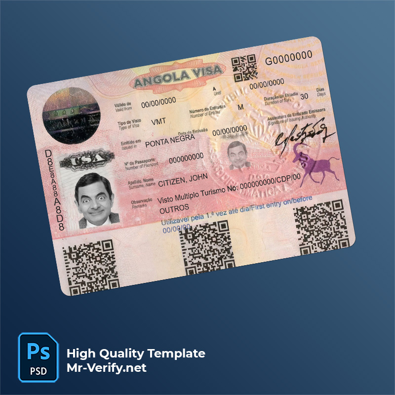 Angola-entry-visa-PSD-template-mr Angola entry visa PSD template version 2