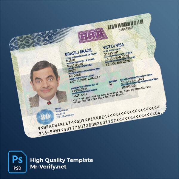 Brazil travel visa psd template 2025 to present