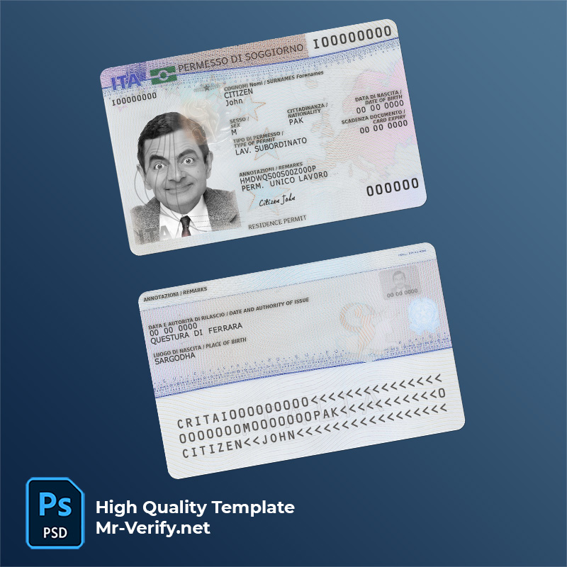 italy-residence-new-mr Italy resident permit card psd template new version