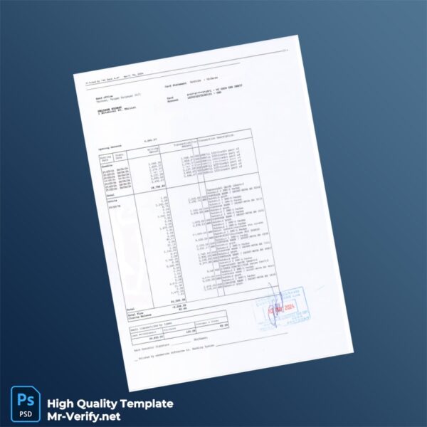 Armenia Converse Bank Statement Template in Word and PDF formats