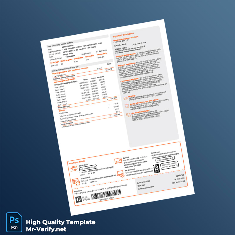 Australia Alinta Energy Editable Utility Bill Template in Word and PDF formats page 2 Australia Alinta Energy Editable Utility Bill Template in Word and PDF formats page 2