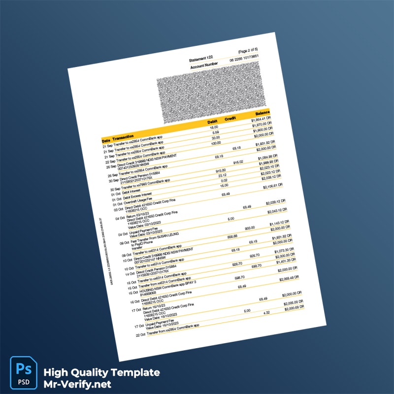 Australia Bank Statement Template in Word and PDF formats page 2 Australia Bank Statement Template in Word and PDF formats page 2