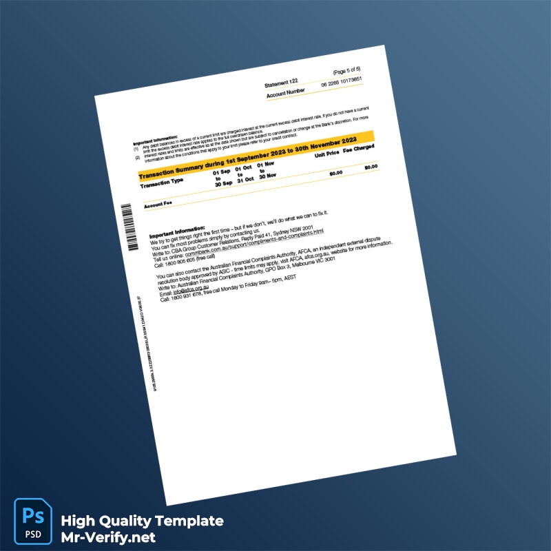 Australia Bank Statement Template in Word and PDF formats page 5 Australia Bank Statement Template in Word and PDF formats page 5