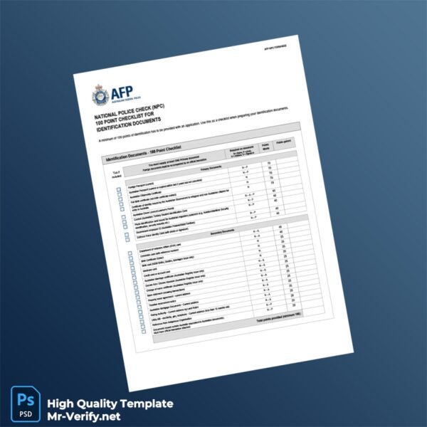Australia Editable National Police Check NPC 100 Point Checklist For Identification Documents Template in Word and PDF formats Australia Editable National Police Check NPC 100 Point Checklist For Identification Documents Template in Word and PDF formats