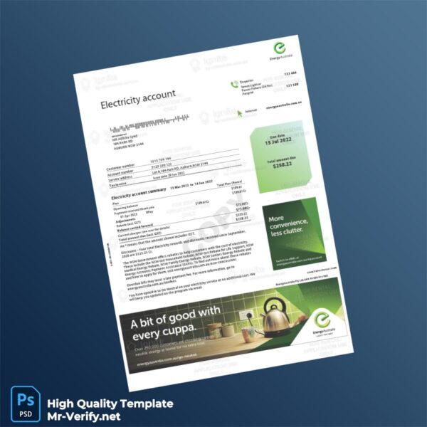 Australia EnergyAustralia Editable Electricity Bill Template in Word and PDF formats Australia EnergyAustralia Editable Electricity Bill Template in Word and PDF formats