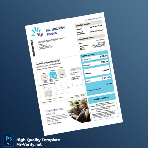 Australia United Energy Editable Electricity Bill Template in Word and PDF formats Australia United Energy Editable Electricity Bill Template in Word and PDF formats