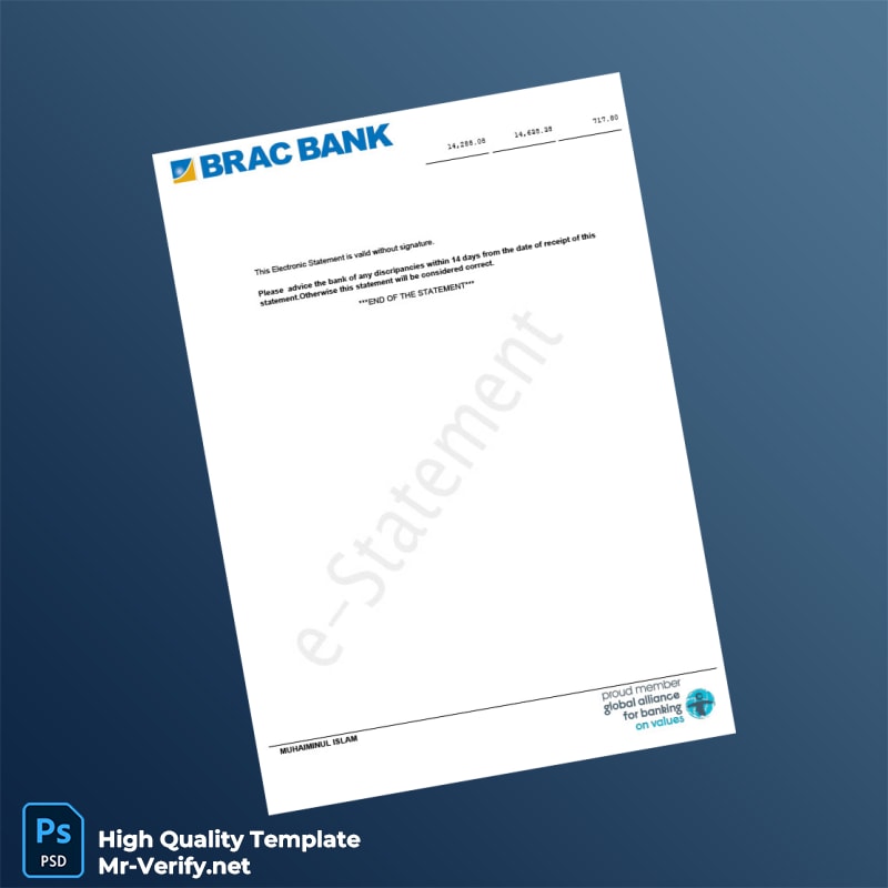 Bangladesh BRAC Bank Statement Template in Word and PDF formats page 2 Bangladesh BRAC Bank Statement Template in Word and PDF formats page 2