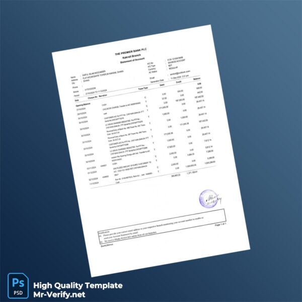 Bangladesh Bank Statement Template in Word and PDF formats Bangladesh Bank Statement Template in Word and PDF formats