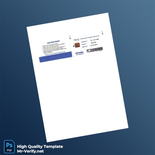 Bangladesh Dhaka Electric Supply Company Ltd Editable Utility Bill Template in Word and PDF formats
