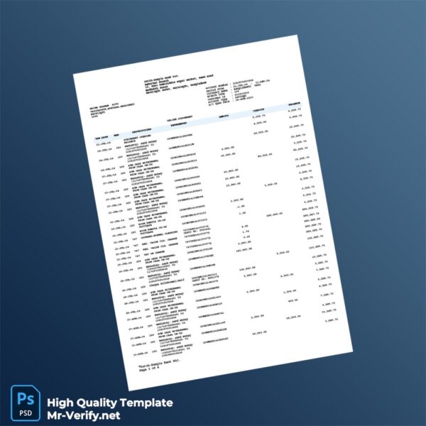 Bangladesh Dutch-Bangla Bank PLC Bank Statement Template in Word and PDF formats