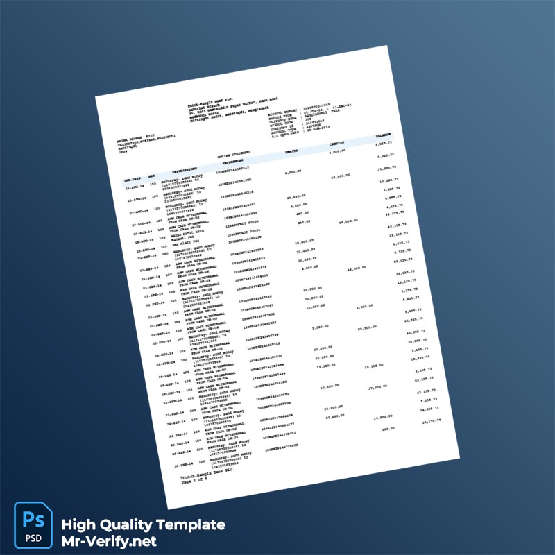 Bangladesh Dutch-Bangla Bank PLC Bank Statement Template in Word and PDF formats page 2 Bangladesh Dutch-Bangla Bank PLC Bank Statement Template in Word and PDF formats page 2