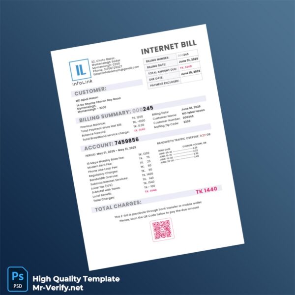 Bangladesh InfoLink Editable Utility Bill Template in Word and PDF formats Bangladesh InfoLink Editable Utility Bill Template in Word and PDF formats