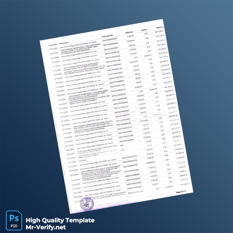 Bangladesh Islami Bank Statement Template in Word and PDF formats page 4 Bangladesh Islami Bank Statement Template in Word and PDF formats page 4