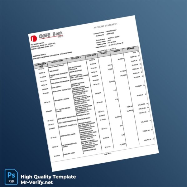 Bangladesh NANDIPARA Bank Statement Template in Word and PDF formats Bangladesh NANDIPARA Bank Statement Template in Word and PDF formats