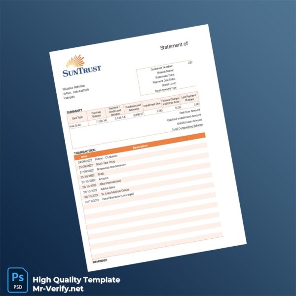 Bangladesh TemplateLab Bank Statement Template in Word and PDF formats