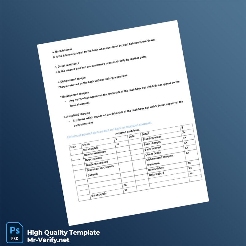 Bank Rec Template in Word and PDF formats page 2 Bank Rec Template in Word and PDF formats page 2