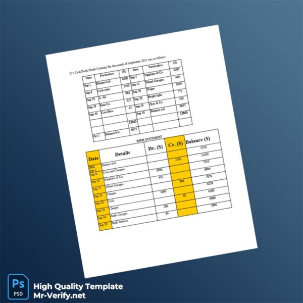 Bank Reconciliation Statement Template in Word and PDF formats