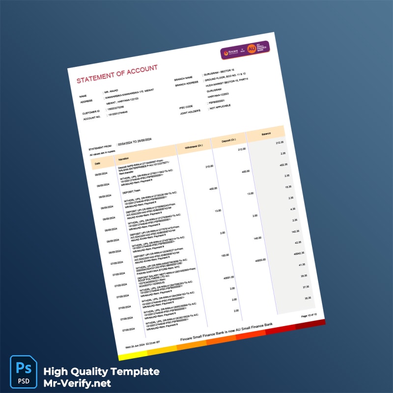 Bank Statement Template in Word and PDF formats page 2 Bank Statement Template in Word and PDF formats page 2