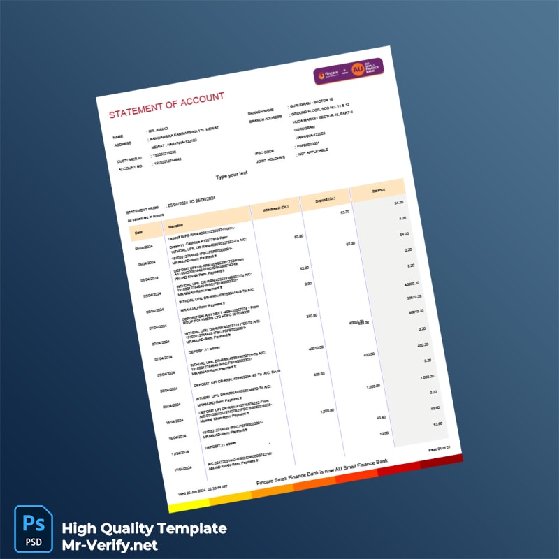 Bank Statement Template in Word and PDF formats Bank Statement Template in Word and PDF formats