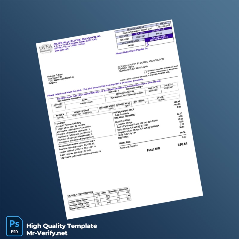 Belgium Golden Valley Electric Association Editable Electricity Bill Template in Word and PDF formats Belgium Golden Valley Electric Association Editable Electricity Bill Template in Word and PDF formats