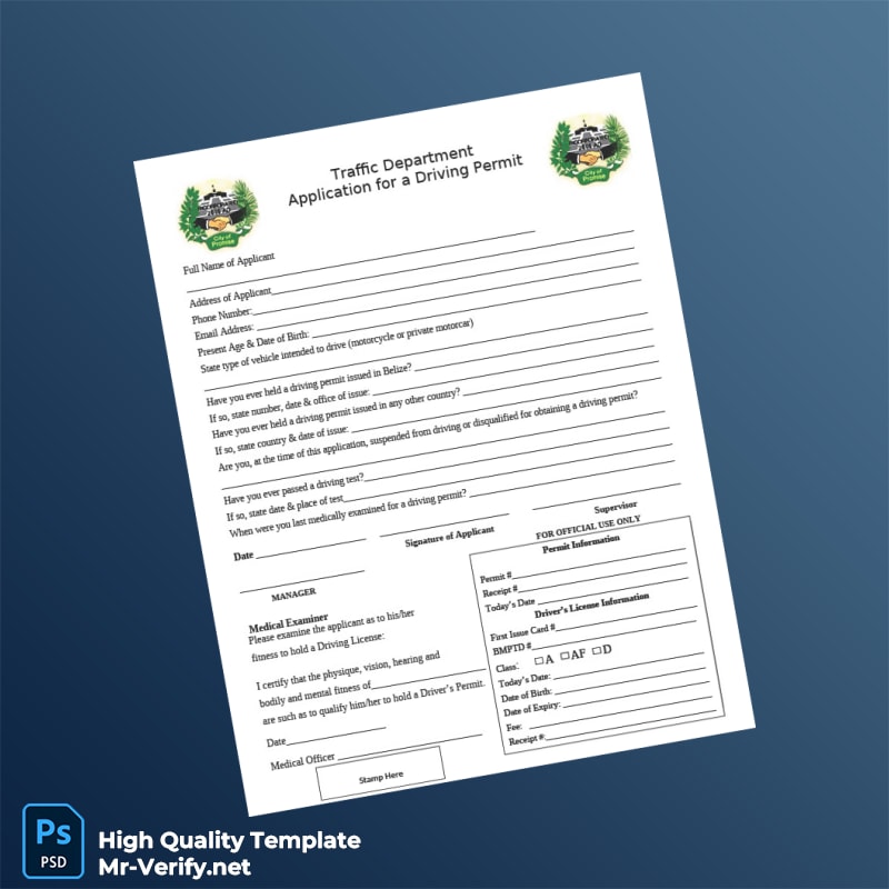 Belize Editable Application For Permit Template in Word and PDF formats Belize Editable Application For Permit Template in Word and PDF formats