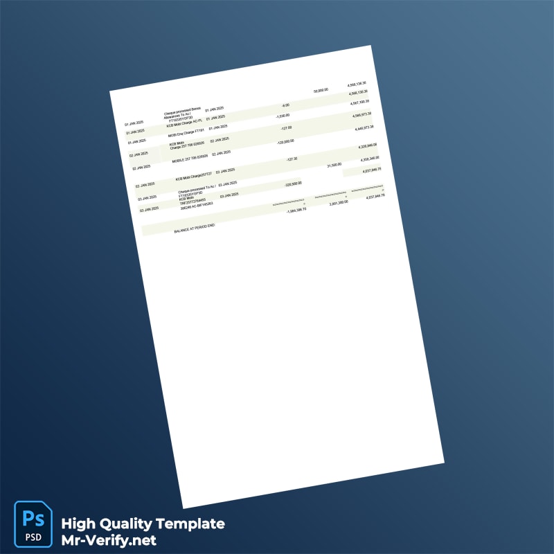 Burundi KCB Bank Statement Template in Word and PDF formats page 2 Burundi KCB Bank Statement Template in Word and PDF formats page 2