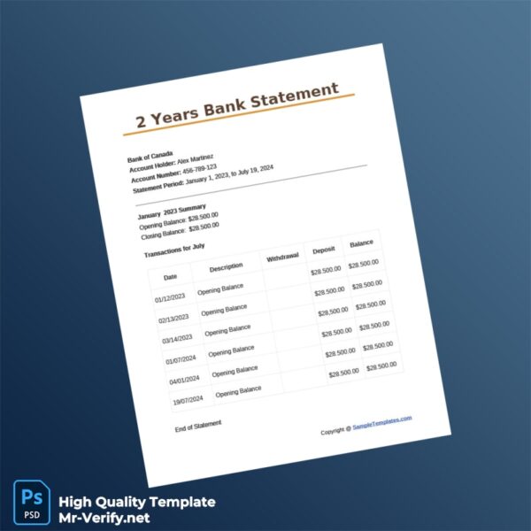 Canada Bank of Canada Bank Statement Template in Word and PDF formats Canada Bank of Canada Bank Statement Template in Word and PDF formats
