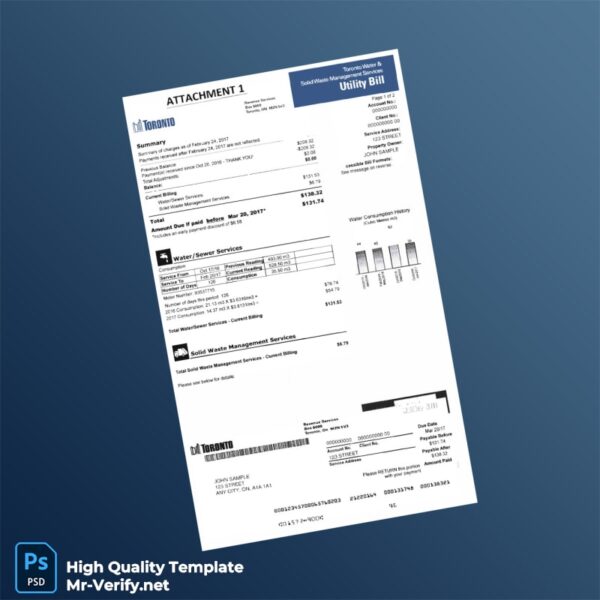 Canada City of Toronto Editable Utility Account Guide Template in Word and PDF formats Canada City of Toronto Editable Utility Account Guide Template in Word and PDF formats