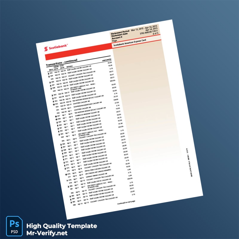 Canada Scotiabank Credit Card Statement Template in Word and PDF formats page 4 Canada Scotiabank Credit Card Statement Template in Word and PDF formats page 4