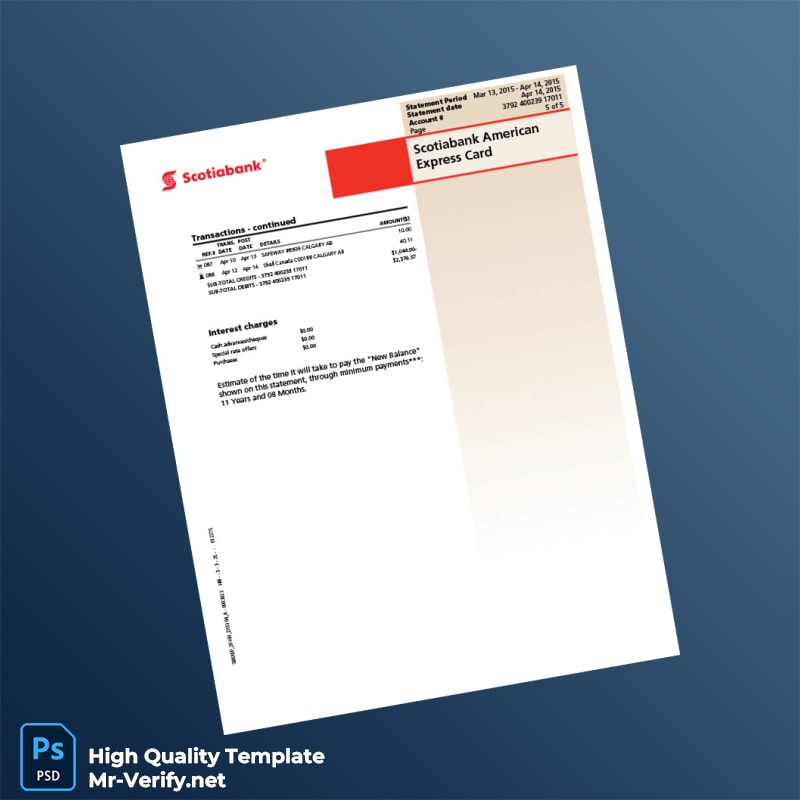 Canada Scotiabank Credit Card Statement Template in Word and PDF formats page 5 Canada Scotiabank Credit Card Statement Template in Word and PDF formats page 5