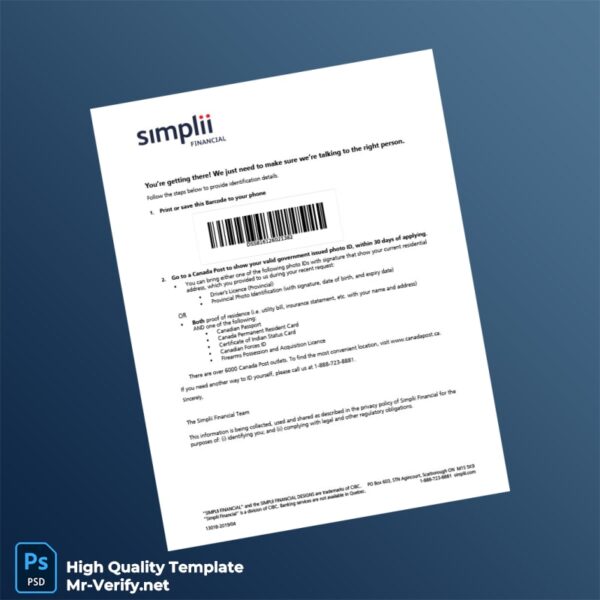 Canada Simpli Financial Editable Identity Verification Instructions Template in Word and PDF formats Canada Simpli Financial Editable Identity Verification Instructions Template in Word and PDF formats