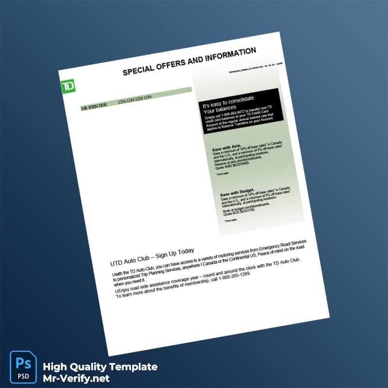 Canada TD Bank Credit Card Statement Template in Word and PDF formats page 5 Canada TD Bank Credit Card Statement Template in Word and PDF formats page 5