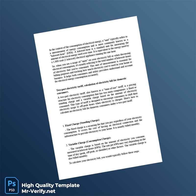 Editable Electricity Bill Template in Word and PDF formats page 4 Editable Electricity Bill Template in Word and PDF formats page 4