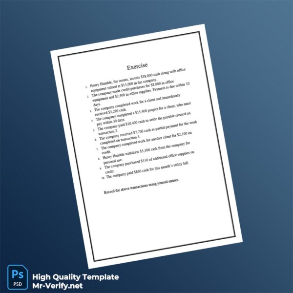 Editable Exercise Template in Word and PDF formats
