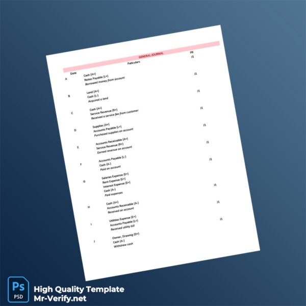 Editable General Journal General Ledger Template in Word and PDF formats