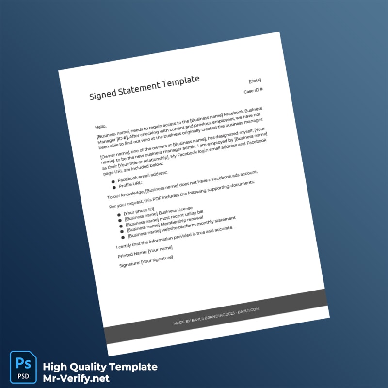 Editable Signed Statement Template in Word and PDF formats page 3 Editable Signed Statement Template in Word and PDF formats page 3